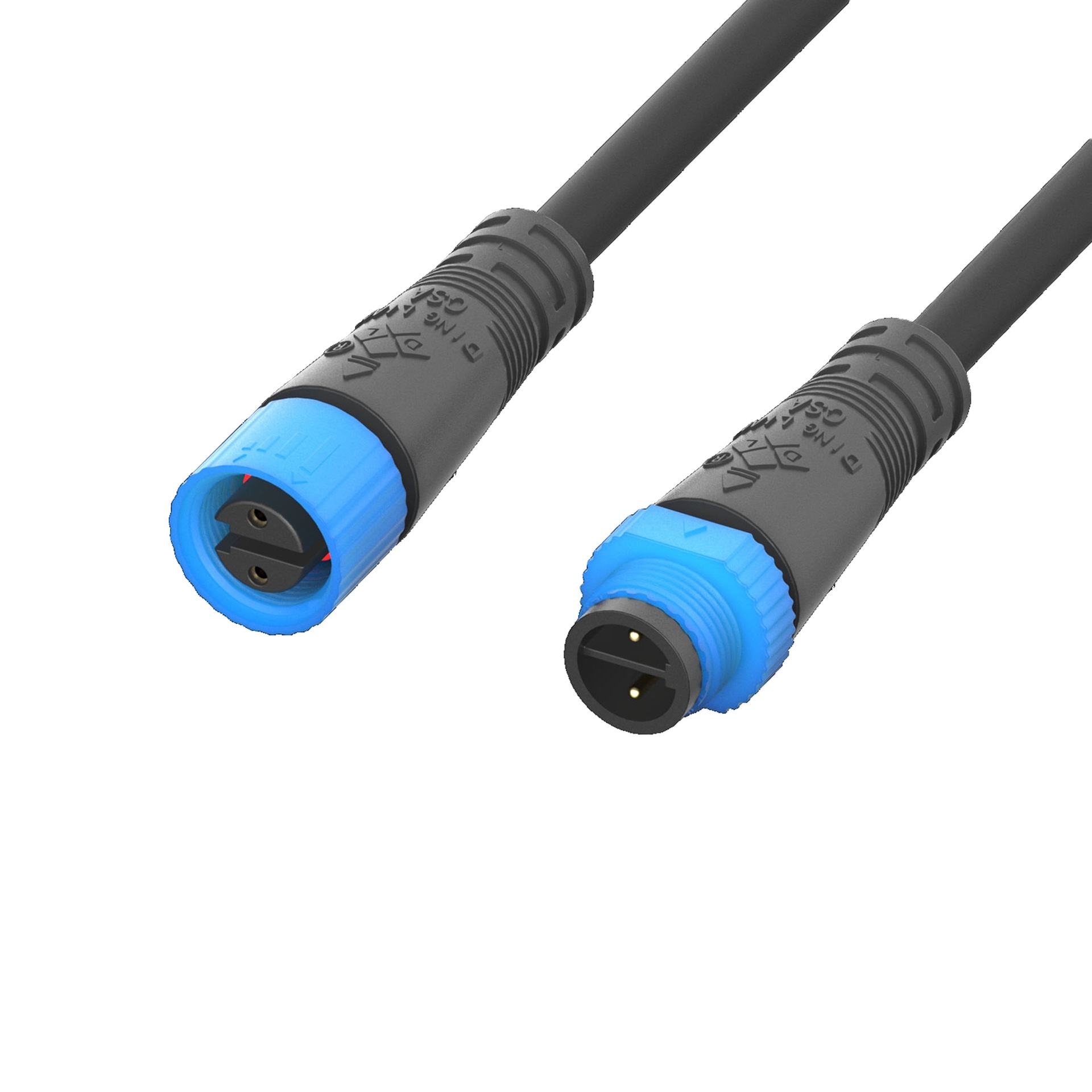 M15 2-Pin Plug PA66 Customized Industrial Waterproof Street Lighting Connector with round Wires Flat Wire Cable IP68 Rating