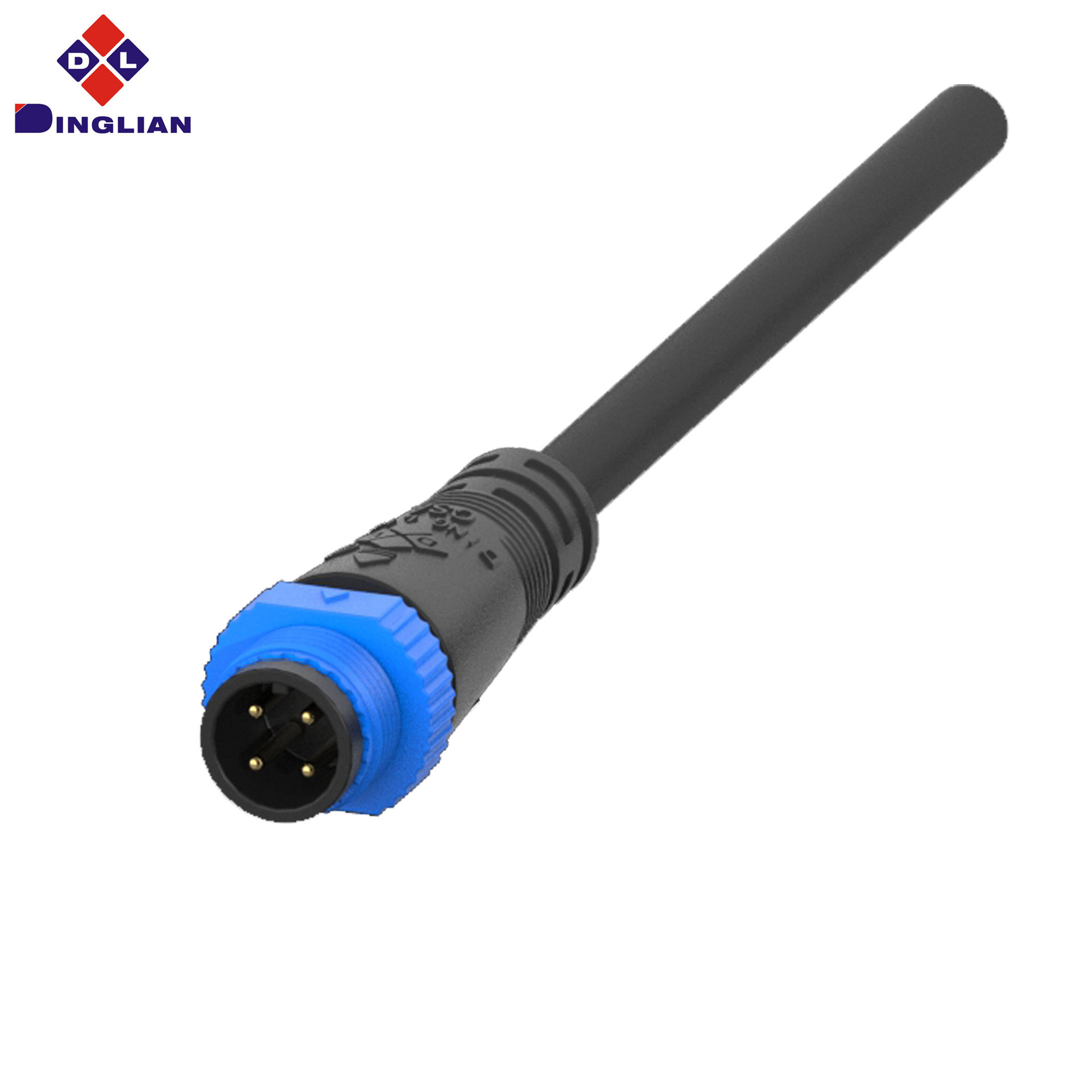M15 4Pin Plug IP68 Weather Resistance Molding With Customized Round Flat Square Rubber Wire Male to Female Waterproof Connector