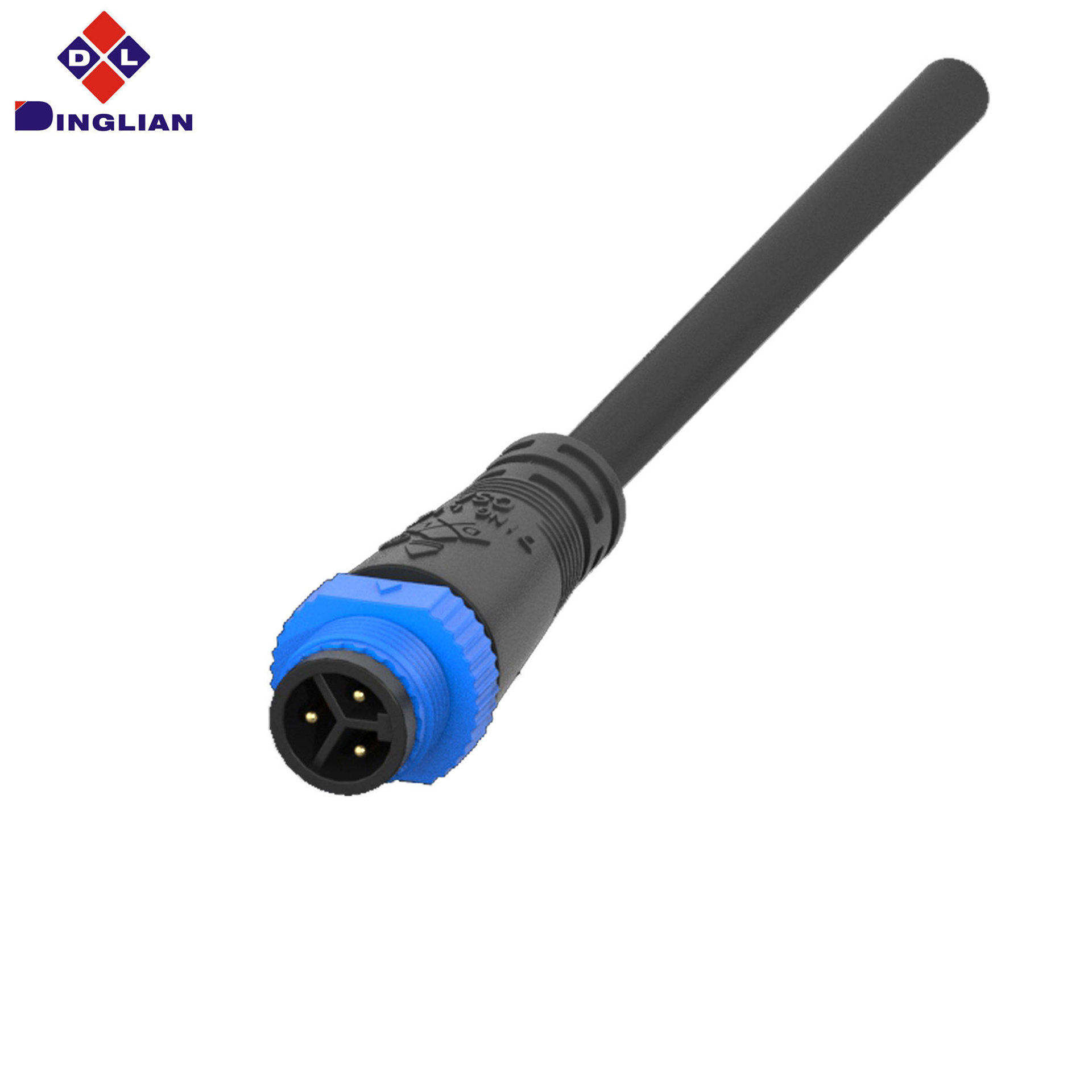 M15 2-Pin Waterproof Electrical Connector 10A Rated Current LED Outdoor Lights Copper Nylon Screw Wires Molding Connectors