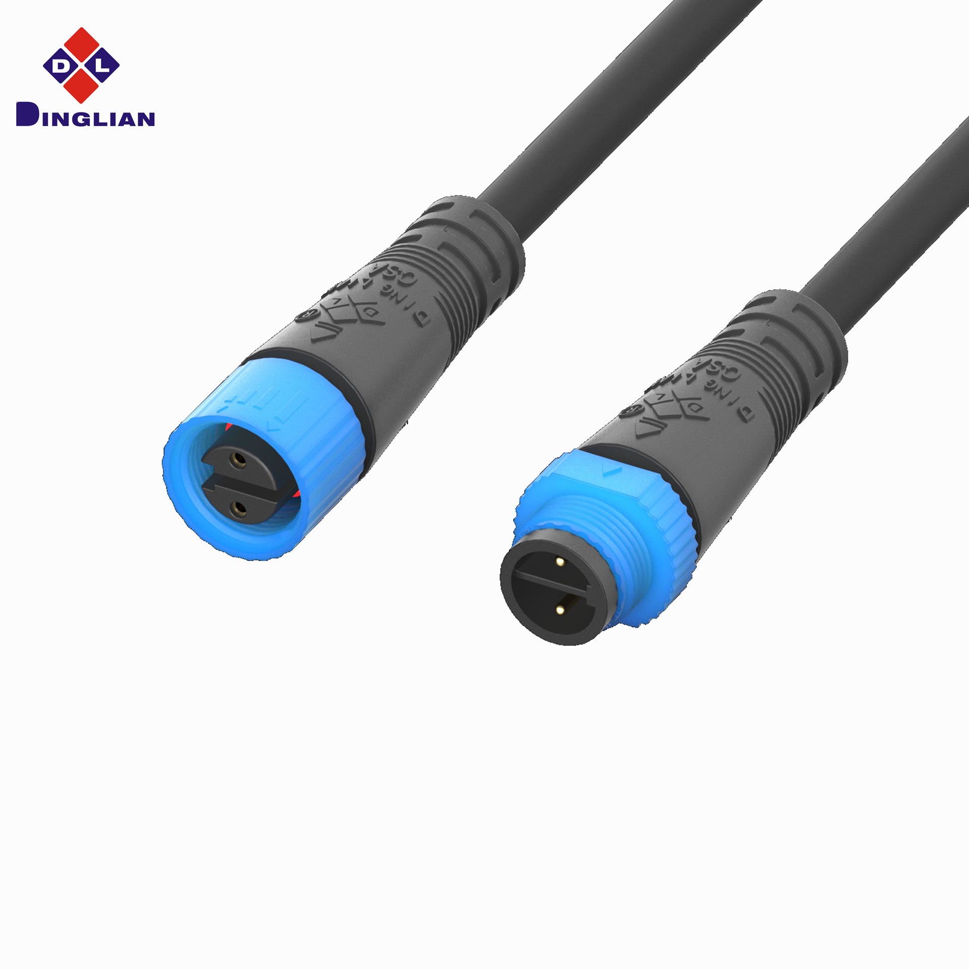 M15 IP68 Connector 2-Pin Waterproof Screw Terminal Socket Male to Female Plug in Blue or Purple Color - Image 6