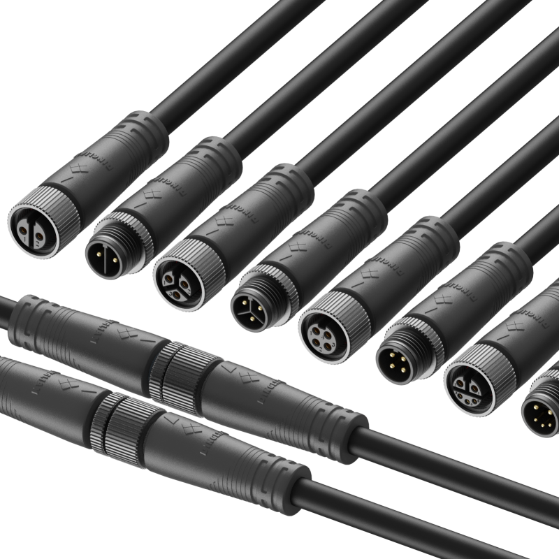 Gold Plated 250V 10A Copper Alloy 2x1.0square Rubber Wire Socket M12 IP68 2Pin Waterproof Nylon Male Female Connector